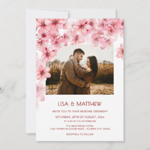 Invitación Foto de boda de flor de cerezo desvanecida