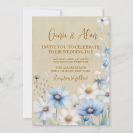 Invitación Foto de Boda de Flor Silvestre Moderna con código 
