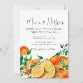 Invitación Foto de Boda de Flores Naranja de QR Code Boho