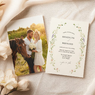 Invitación Foto de boda de flores silvestres rústicas vintage