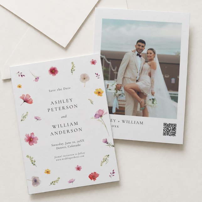 Invitación Foto de boda de flores silvestres Save the Date  (Subido por el creador)