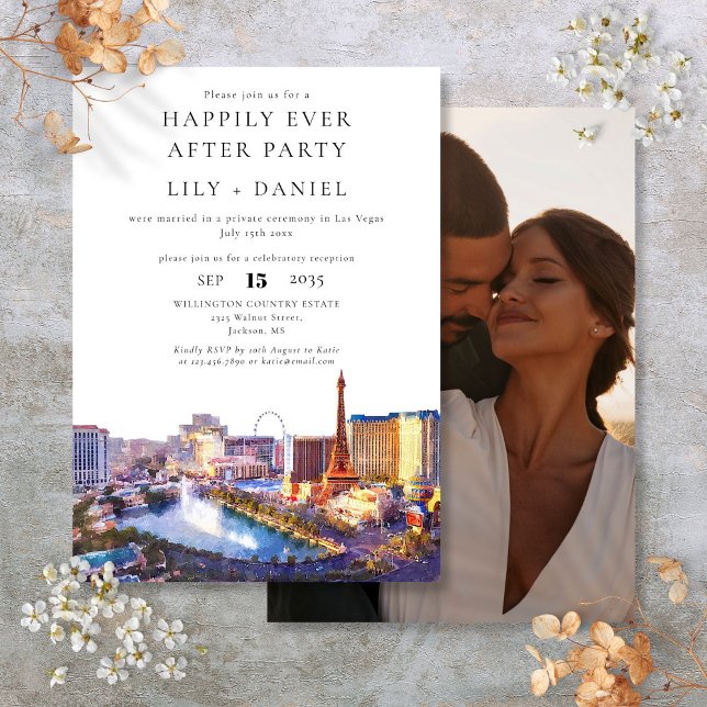 Invitación Foto de boda de Happily Ever After Las Vegas (Happily Ever After Photo Las Vegas Wedding Invitation)