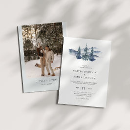 Invitación Foto de Boda de Invierno de Pino de Montaña