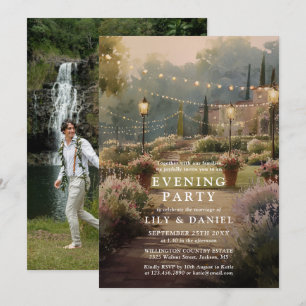 Invitación Foto de Boda de Jardín de Campo en la Tarde