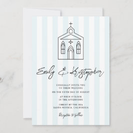 Invitación Foto de boda de la capilla con raya