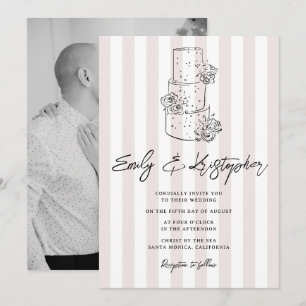 Invitación Foto de boda de la Capilla con raya