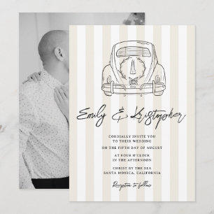 Invitación Foto de boda de la Capilla con raya