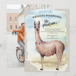 Invitación Foto de boda de llama divertida pospuesta cambio d