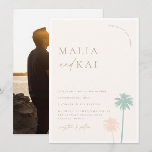 Invitación Foto de Boda de Moda costera contemporánea