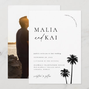 Invitación Foto de Boda de Moda costera contemporánea
