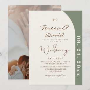 Invitación Foto de boda de Modern Sage