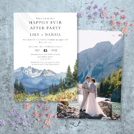 Invitación Foto de boda de montaña floral Felices para siempr