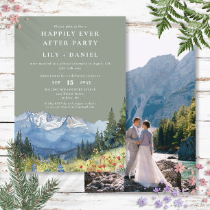 Invitación Foto de boda de Mountain Sage de Happily Ever Afte