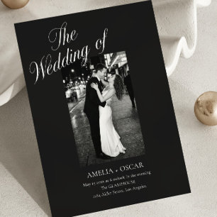 Invitación Foto de boda de pareja con guión formal negro y me
