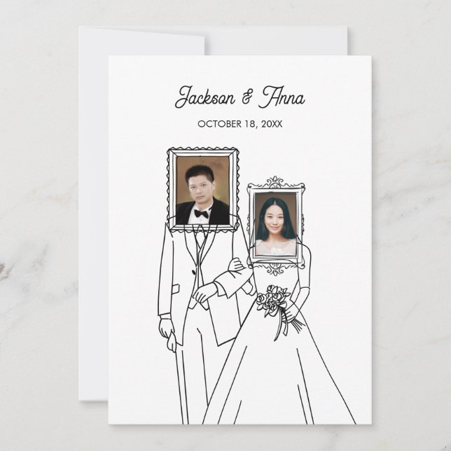 Invitación Foto de boda de pareja única (Anverso)
