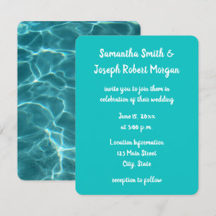 Invitación Foto de boda de Piscina Verde Acuática