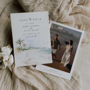 Invitación Foto De Boda De Playa De Destino Guardar La Fecha