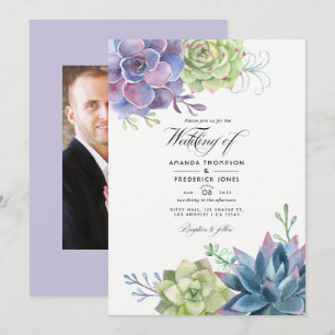 Invitación Foto de boda de suculentas acuarela