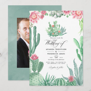 Invitación Foto de boda de suculentas acuarela