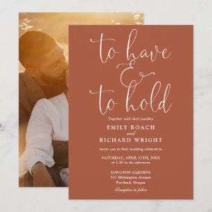 Invitación Foto de boda de terracota para tener y poseer