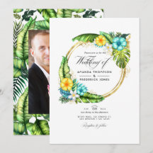Foto de boda de verano tropical con aloha