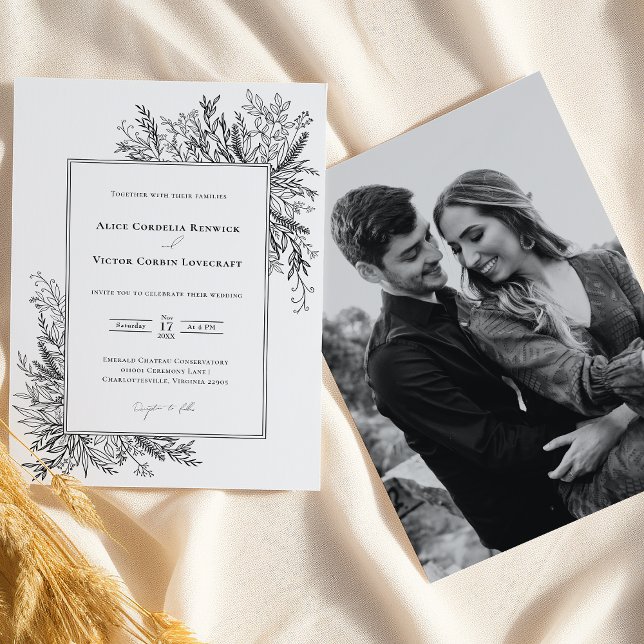 Invitación Foto de Boda de verde blanco y negro (Subido por el creador)