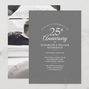 Invitación Foto de boda del 25º aniversario con polvo de estr