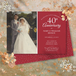 Invitación Foto de boda del 40º aniversario con confeti de co