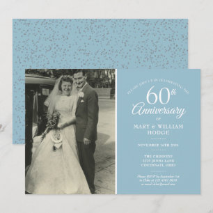 Invitación Foto de boda del 60 aniversario con confeti de dia