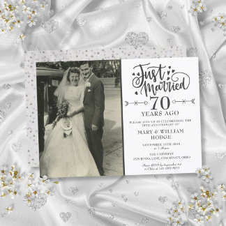 Invitación Foto de Boda del 70 aniversario recién casada