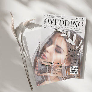 Invitación Foto de boda editorial elegante