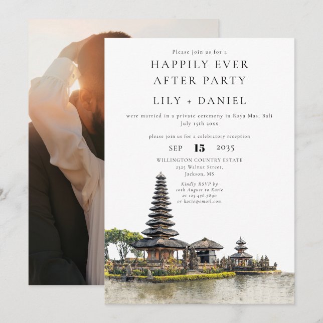 Invitación Foto de boda en Bali para siempre feliz (Anverso / Reverso)