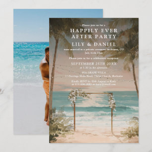 Invitación Foto de boda en la playa del océano Felices para s