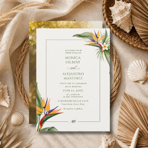 Invitación Foto de Boda en la Playa del Pájaro de Paraíso Tro