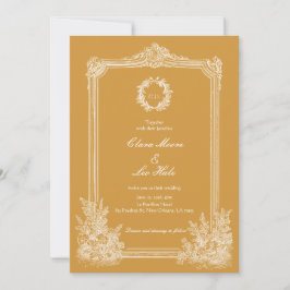 Invitación Foto de Boda en Marco Antiguo Amarillo Mostaza