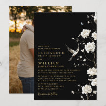 Foto de boda floral de chinoisería negra y dorada