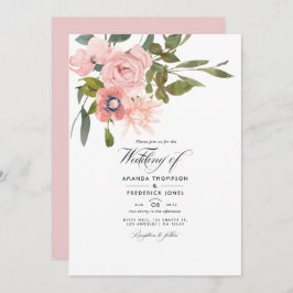 Invitación Foto de Boda floral rosa de Rubor
