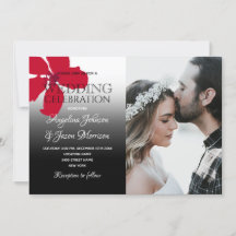 Foto de boda floral rústica en rojo, negro y blanc