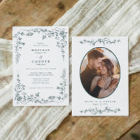 Foto de boda floral vintage esmeralda verde francé