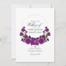 Foto de boda floral vintage púrpura y dorado