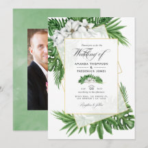 Foto de boda geométrica de magnolia tropical