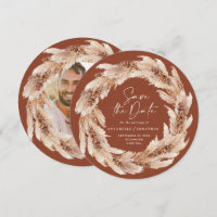 Foto de boda moderna boho terracota hierba de pamp