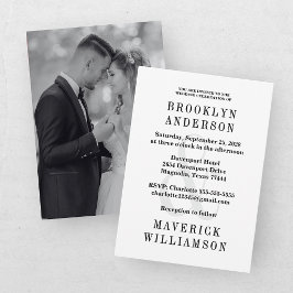 Invitación Foto de Boda Moderna en Blanco y Negro
