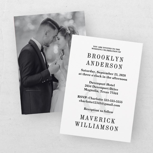Invitación Foto de Boda Moderna en Blanco y Negro (Subido por el creador)