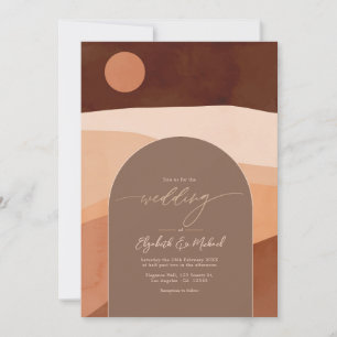Invitación Foto de boda moderna y terrenal Boho Mocha Mousse