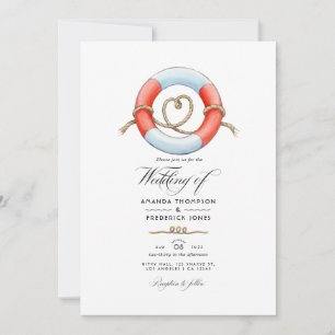 Invitación Foto de boda náutica acuarela