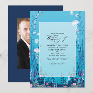 Invitación Foto de boda náutica bajo el mar