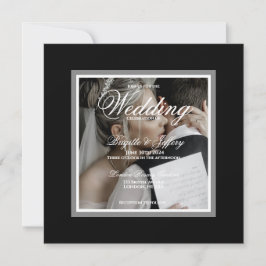 Invitación Foto de boda personalizable en blanco y negro
