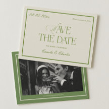 Foto de boda retro blanca y verde para guardar la 