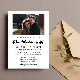 Invitación Foto de Boda Retro con Estilo en Blanco y Negro